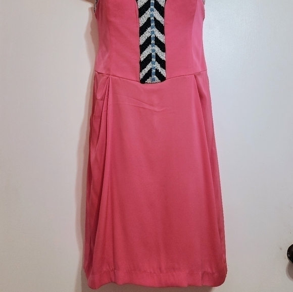Mara Hoffman Silk Blend Beaded Strapless Mini Dress Pink 4 - Picture 5 of 13